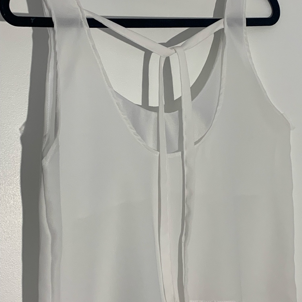White Sleeveless Tie Front Camisole